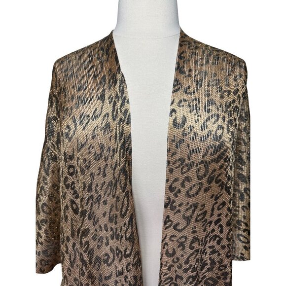 Leopard Pattern Fringe Kimono, Wrap, Cardigan, Swim Cover-up - Picture 4 of 8